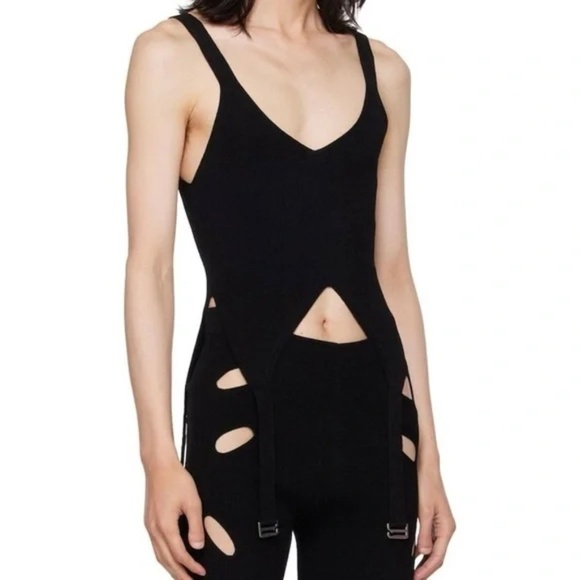 DION LEE Black Lock Slit Tank Top - Picture 1 of 8